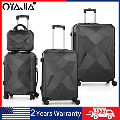 #ad 4 Piece Set Suitcase Spinner Hardshell Lightweight TSA Lock Carry on Luggage set $78.99