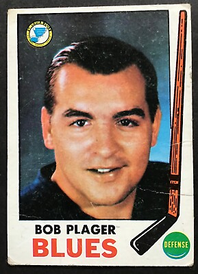 #ad 1969 70 Topps Hockey card Bob Plager #13 Def St Louis Blues EX $6.99
