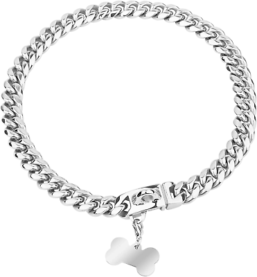 #ad Chain Dog Collar Pet Dog Collar Cool Metal NecklaceLightweight Metal Puppy Jew $46.99
