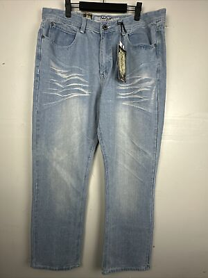 #ad Black Smith Vintage Y2K Bleach Wash Blue Jeans Straight Fit 38X32 $36.86