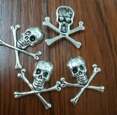 #ad 12pcs Tibetan Silver skull amp; bones charm pendants X0108 $1.39