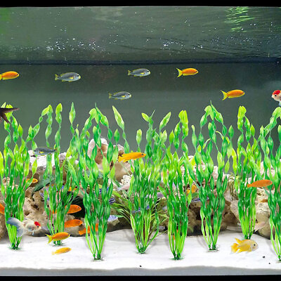 #ad 10x Artificial Grass Aquarium Ornament Water Plant Plastic For Fish Large Tank $23.99