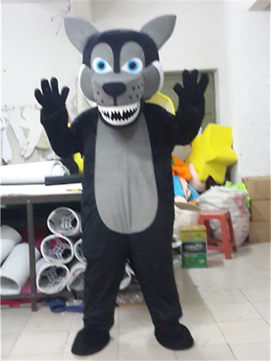 #ad Halloween Black Husky Wolf Mascot Costume Suits Animal Party Dog Cosplay Outfits $276.74