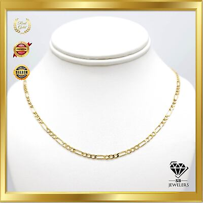 #ad 10K Yellow Gold Figaro Link 2mm 10.5mm Unisex Chains 14quot; 30quot; Fine Necklace NEW $149.89