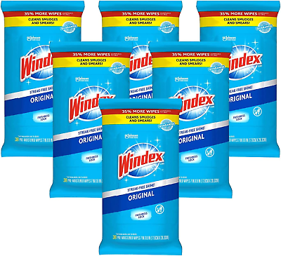 #ad Windex Glass and Surface Pre Moistened Wipes Original 38 Count Pack of 6 $42.79