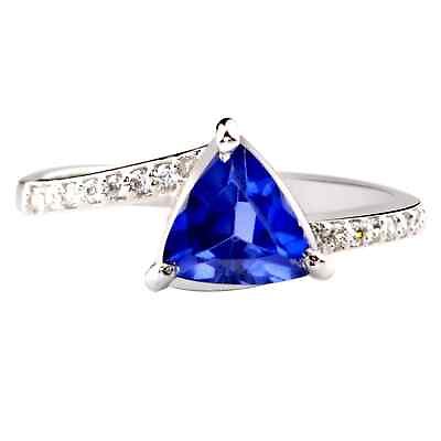 #ad 14KT White Gold 1.40Ct Natural Royal Blue Tanzanite IGI Certified Diamond Ring $444.11