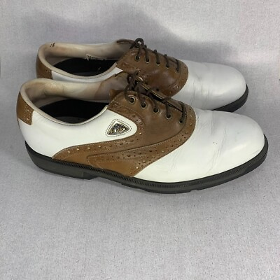 #ad Footjoy Fit Dogs Brown White Leather Saddle Oxford Lace Up Golf Shoes Mens 9 M $25.75