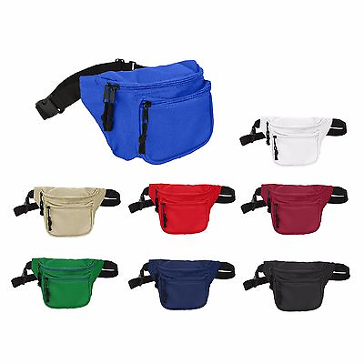 #ad DALIX Fanny Pack with 3 Pockets Blue Black Maroon Travel Waist Pouch Adjustable $9.95