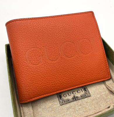 #ad GUCCI Gucci Logo Embossed Bifold Wallet Orange Direct from JAPAN $290.83