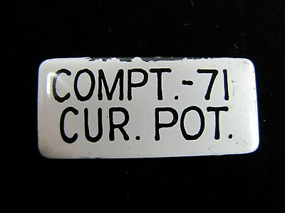 #ad Old COMPT 71 CUR POT Industrial Plant Porcelain Sign small enamel nameplate $22.00