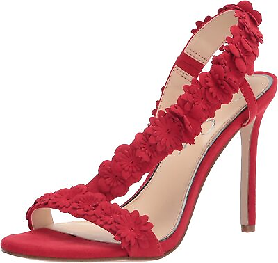#ad Jessica Simpson Jessin Red Muse Open Toe Flower Strap High Heel Dress Sandals $24.99