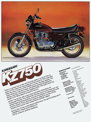 #ad 1977 KAWASAKI KZ750 VINTAGE MOTORCYCLE AD POSTER PRINT 24x18 9MIL PAPER $26.95