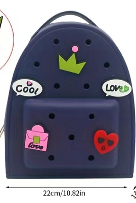 #ad Kids Cute Silicone Backpack With Charms Lightweight Waterproof Navy Xmas Gift $30.00