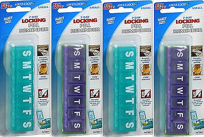 #ad Locking Pill Planner SMALL Ezy Dose 4 pack COLORS VARY 67801 $15.79