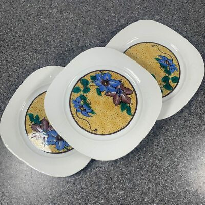 #ad Three Signed Kutani Porcelain Plates Dishes Made in Japan Painted Flowers $21.00