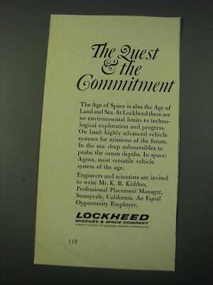 #ad 1965 Lockheed Missiles amp; Space Company Ad The Quest amp; The Commitment $19.99