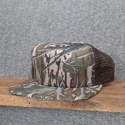 #ad Vintage Mossy Oak Camouflage mesh snapback Hat Cap Adjustable Made in USA NWT $79.88