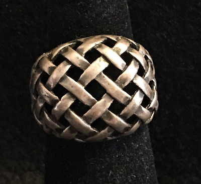 #ad Sterling Silver Weaved Basket Design Ring Size 6 Jewelry $39.95