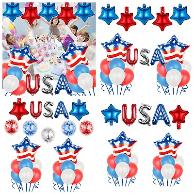 #ad Independence Day Balloon Set Decoration Five Pointed Star USA Flag Party $7.78