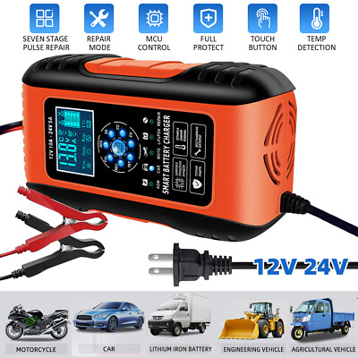 #ad 12 24V Car Automatic Battery Charger AGM GEL Intelligent Pulse Repair Starter US $26.99
