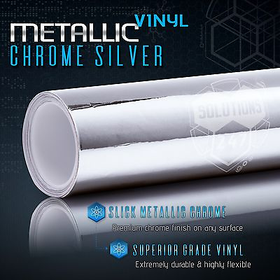#ad Silver Chrome Mirror Vinyl Wrap Film Sticker Decal Bubble Free Air Release $7.85