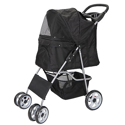 Pet Dog Stroller Travel Carriage 4 Wheeler w Foldable Carrier Cart amp; Cup Holder $57.58