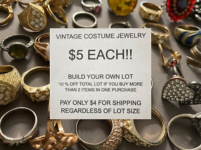 VINTAGE RINGS MAKE YOUR OWN LOT MCM ESTATE RHINESTONE COCKTAIL 10% OFF 2 0R MORE $5.00