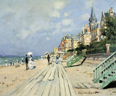 #ad Beach at trouville by Claude Monet art painting print $7.19