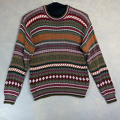 #ad Gulf Traders Mens Sweater Sz XL Pullover Knit Crew Neck Multicolor Stripe $13.60