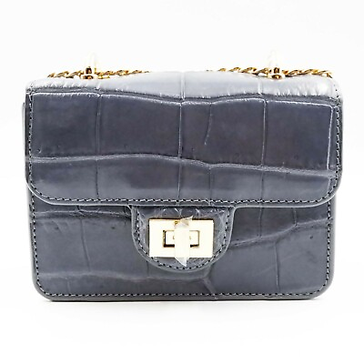 #ad New Gray Real Croc Leather Belly Skin Women Chain Strap Mini Handbag Purse. $143.20