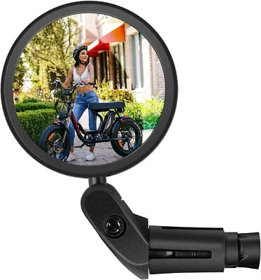 #ad Bicycle Bar End Rearview Mirror Convex Lens Bike Handlebar Safe Cycling Mirror $10.39