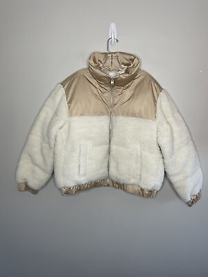 #ad ABERCROMBIE amp; FITCH Jacket Womens Large L Ultra Mini Puffer NEW Sherpa Cream $79.99