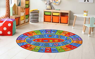 #ad ABC Alphabet Numbers and Shapes Educational Learning amp; Game Area Oval Rug $34.43