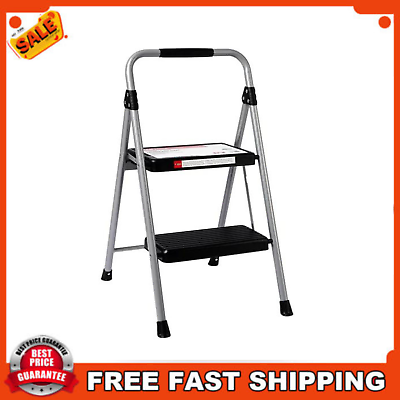 #ad Steel Folding 2 Step Stool Ladder For Adults With Soft Grip Handle 225 Lb Load $21.82