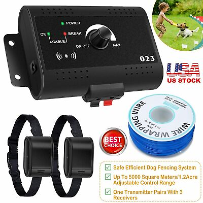 Electric Dog Fencing System for 2 Dogs Waterproof Containment Training Collars $39.88