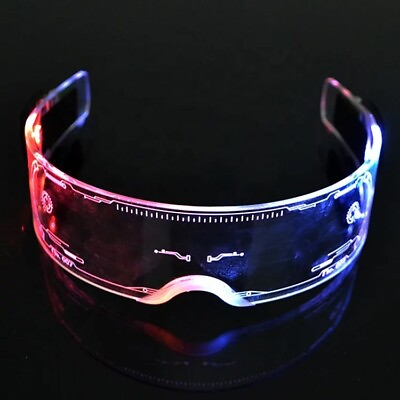 #ad Cyberpunk Clear Lenses 7 Color LED Light Visor Glasses Goggles 4 Halloween Party $10.00