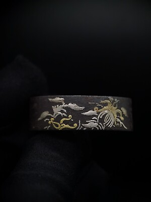 #ad Japanese Sword Flower Pattern Single Fuchi for Katana F069 Edo period $49.99