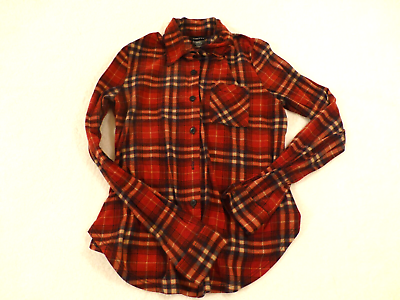 #ad Rue21 Red Color Button Up Top Women#x27;s Small Adults Plaid Multicolor Flannel $21.95