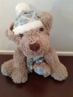 #ad Gentle Treasures 14 in. Plush Dog Blue Gray Hat Scarf Stuffed Animal Toy Friend $5.50