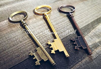 #ad 3 Skeleton Key Lot Skeleton Key Pendants Antiqued Copper Bronze Assorted Keys 3quot; $3.58