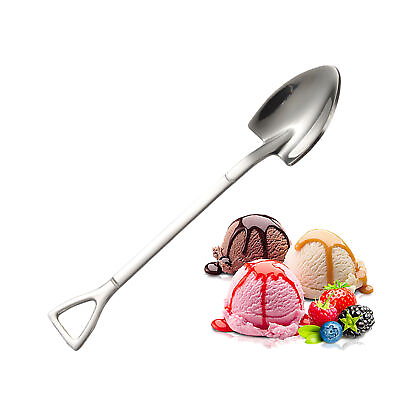 #ad 2pcs soup spoons Furit Spoon Stainless Steel Spoon Set Ice Cream Shovel Shaped $8.36