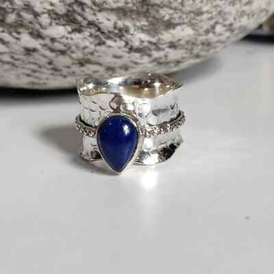 #ad Lapis Lazuli Spinner Ring Sterling Silver 925 Ring Gemstone Ring Women Ring $10.49