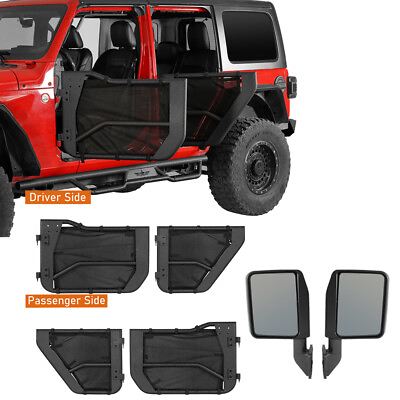#ad #ad Pair Side View Mirror Steel Tube Half 4 Doors s Fit 18 24 Jeep Wrangler JL JT $459.38