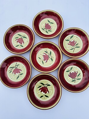 #ad 7 Vintage Stangl Pottery 1950s Magnolia Pattern Small Dessert Fruit Bowls $47.99