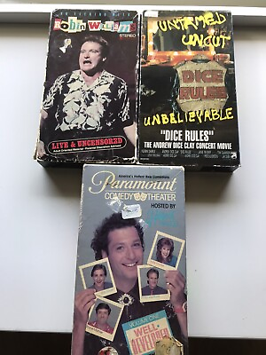 #ad Stand Up Comedy 3 Rare VHS Lot Robin Williams Andrew Dice Clay Bob Saget OOP $52.00