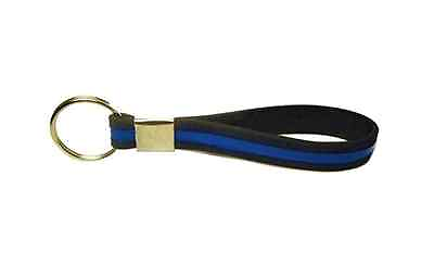 #ad Thin Blue Line Key Ring Chain Silicone Keychain Support Police Law Enforcement $2.99