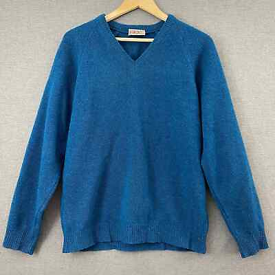#ad Vintage St Andrew of Scotland Sweater Mens Medium Lambswool Vneck Teal $16.99