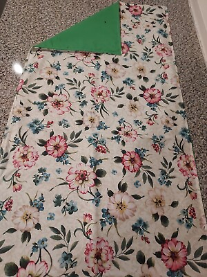 #ad Table Runner Cotton Floral 15 X 35 In. Handmade Green Backing $11.00