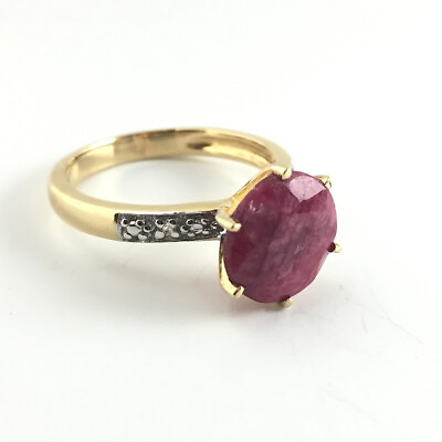 #ad 4.5 Carat Natural Ruby Sterling Silver with Gold Vermeil Ring Size 6.5 $85.00