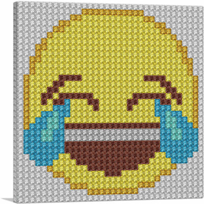 #ad ARTCANVAS Emoticon Laughing Crying Smiley Face Jewel Pixel Canvas Art Print $179.99